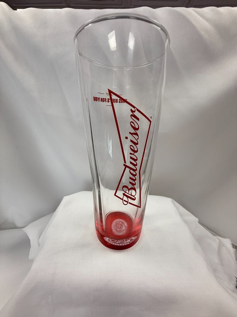 Budweiser Beer Glass Red Base Logo Bar Pint Collector Anheuser Busch